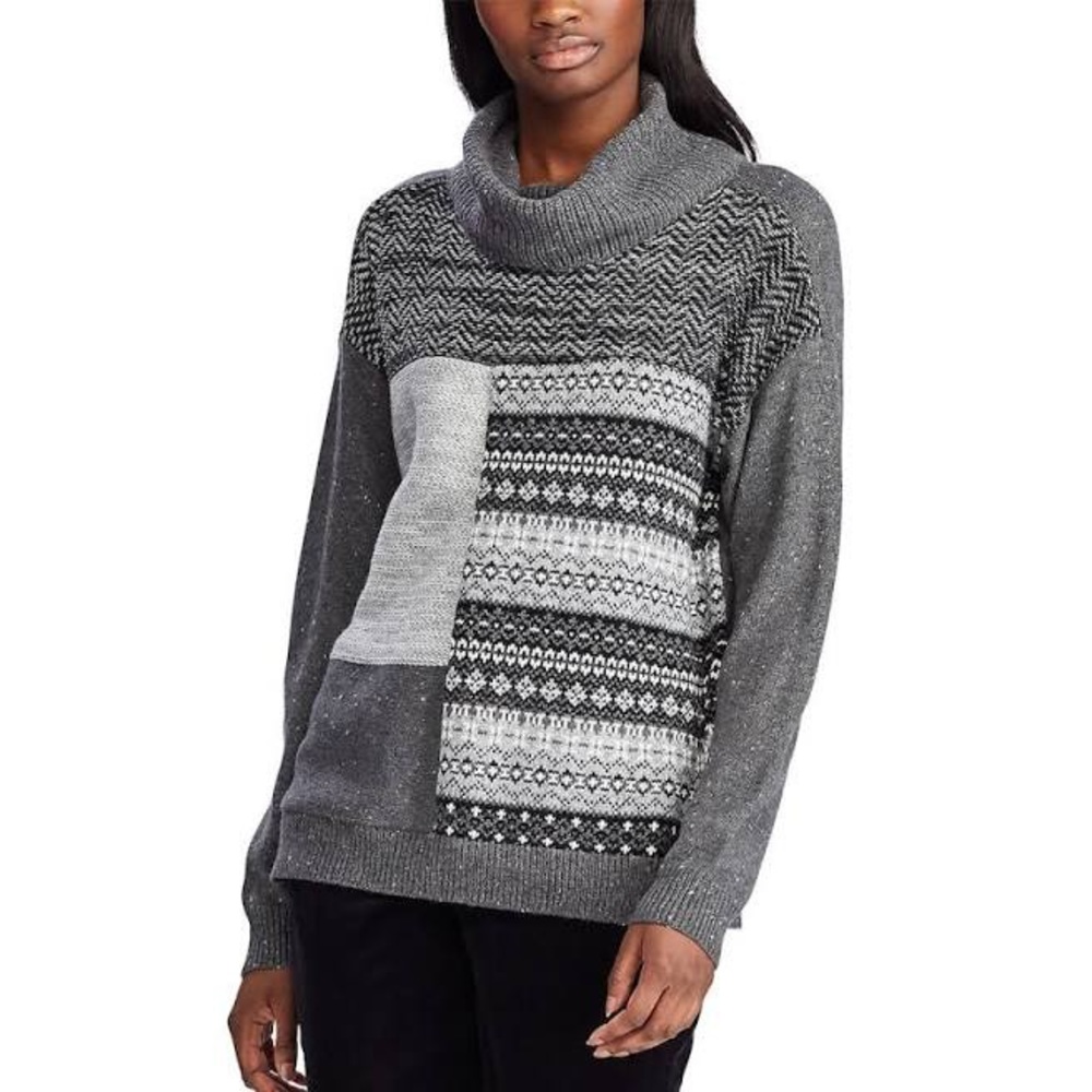 Women's Chaps Cowlneck Sweater Mixed-Print